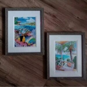 9" x 11" Framed Tropical Coastal Beach Prints